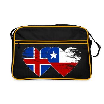 Iceland Chile flag heart used - Retro Bag - black/gold - Front