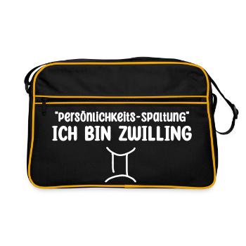 Ironisch Zwilling horoskop spruch  - Retro Tasche - Schwarz/Gold - Vorne