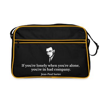 Einsamkeit und schlechte Gesellschaft Sartre Zitat - Retro Tasche - Schwarz/Gold - Vorne