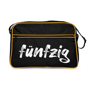 fünfzig Schriftzug - Retro Tasche - Schwarz/Gold - Vorne