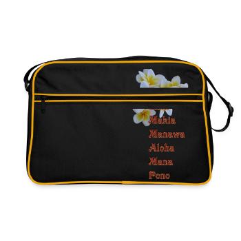Les principes Huna 7 / fleurs de frangipanier - Sac Retro - noir/or - Devant