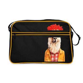 Hipster lama #lama - Retro Bag - black/gold - Front