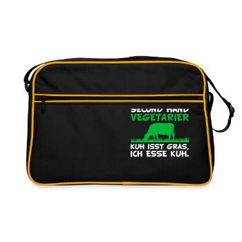 Grillen Griller Grill BBQ Grillsaison Geschenkidee - Retro Tasche - Schwarz/Gold - Vorne