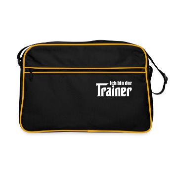 Trainer Ich bin der Trainer Fußball Handball - Retro Tasche - Schwarz/Gold - Vorne