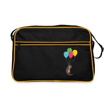 Loutre sur ballons loutre cadeau animal mignon - Sac Retro - noir/or - Devant