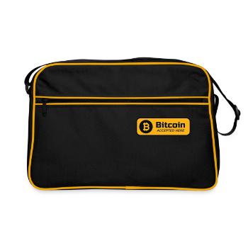 Bitcoin accepted here Bitcoin-Logo Crypto BTC - Retro Tasche - Schwarz/Gold - Vorne