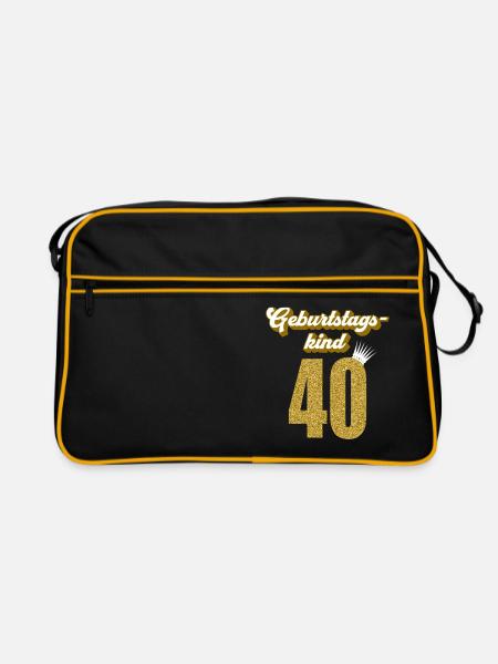 40. Geburtstag 40 Jahre 40er Geburtstagskind - Retro Tasche - Schwarz/Gold - Vorne