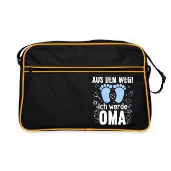 Aus dem Weg ich werde Oma von einem Jungen - Retro Tasche - Schwarz/Gold - Vorne