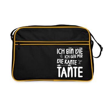 Ich bin die ich geb mir die Kante Tante - Retro Tasche - Schwarz/Gold - Vorne