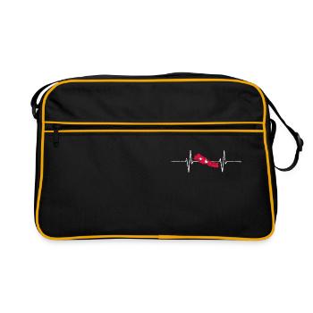 Nepal with heartbeat ECG Vintage Flag Nepal - Retro Bag - black/gold - Front
