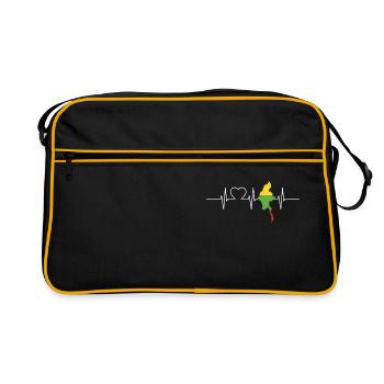 Myanmar with heartbeat ECG Vintage Flag Myanmar - Retro Bag - black/gold - Front