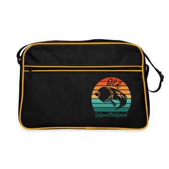 Tischtennis Retro Spieler Old Schmetterhand - Retro Tasche - Schwarz/Gold - Vorne