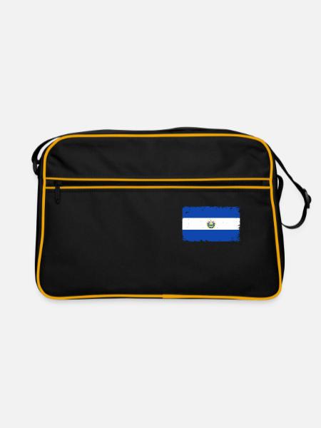 El Salvador Heartbeat Flag Vintage El Salvador - Retro Bag - black/gold - Front