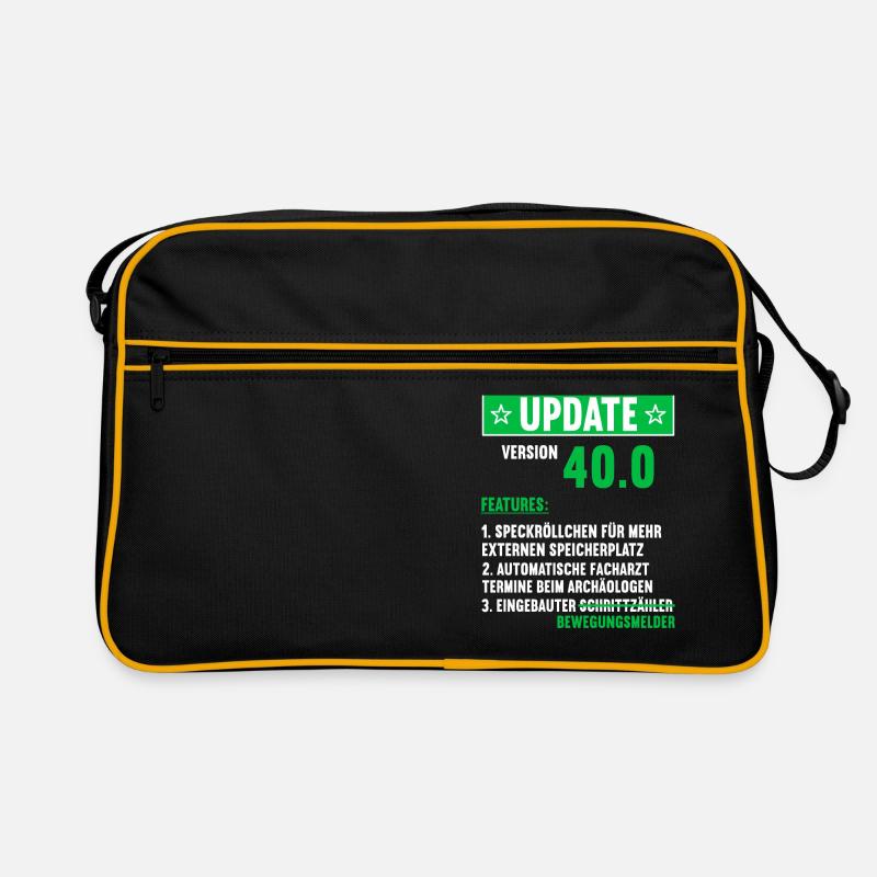 40 Jahre alt 40 Jähriger Update Version 40.0 40. - Retro Tasche - Schwarz/Gold