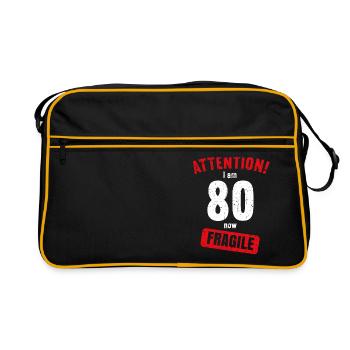 Attention J’ai maintenant 80 ans Fragile 80e anniversaire - Sac Retro - noir/or - Devant
