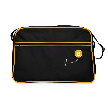 Bitcoin Herzschlag EKG Heartbeat Crypto Trade BTC - Retro Tasche - Schwarz/Gold - Vorne