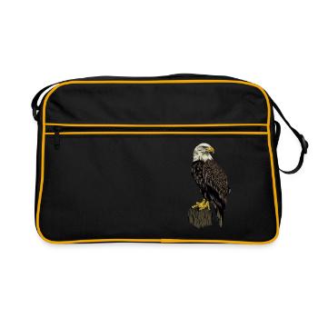 juste une fille qui aime les aigles oiseau aigle - Sac Retro - noir/or - Devant