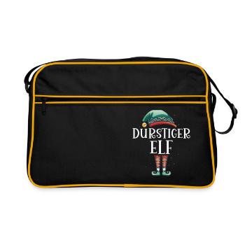Weihnachten Partnerkostüm Durstige Elf Elfe Elfen - Retro Tasche - Schwarz/Gold - Vorne