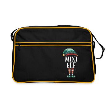 Weihnachten Partnerkostüm Kleiner Elf Elfe Elfen - Retro Tasche - Schwarz/Gold - Vorne