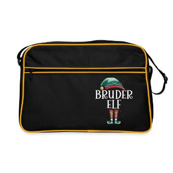 Weihnachten Partnerkostüm Bruder Elf Elfe Elfen - Retro Tasche - Schwarz/Gold - Vorne