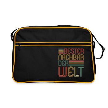 Bester Nachbar der Welt Nachbarn Nachbar - Retro Tasche - Schwarz/Gold - Vorne