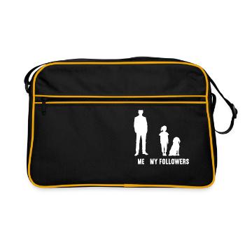Ich meine Follower Hund und Tochter Hunde - Retro Tasche - Schwarz/Gold - Vorne