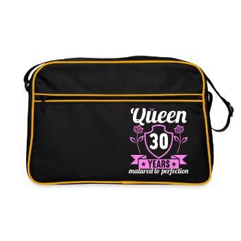 30 year old girl 30 bday Queen 30 birthday - Retro Bag - black/gold - Front