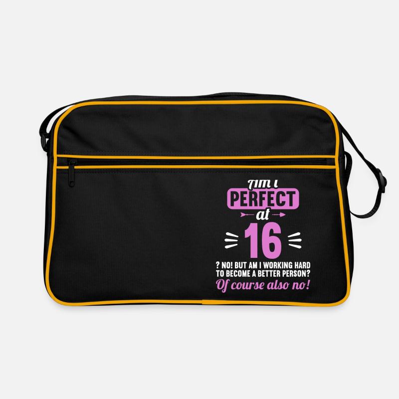 Bin ich perfekt mit 16 Jahren 16. Geburtstag Retro Tasche