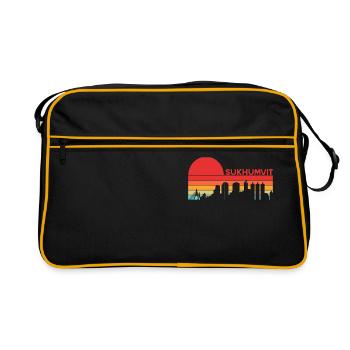 Vintage Thaïlande Asie Coucher de soleil Bangkok Sukhumvit - Sac Retro - noir/or - Devant