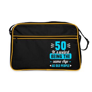 Seltsam im gleichen Alter wie alte 50. Geburtstag - Retro Tasche - Schwarz/Gold - Vorne