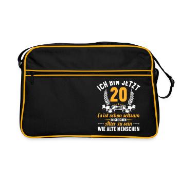 Seltsam im gleichen Alter wie alte 20. Geburtstag - Retro Tasche - Schwarz/Gold - Vorne