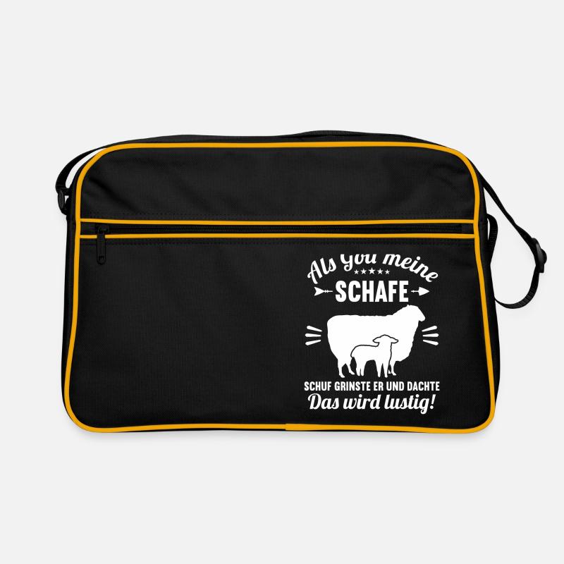 Als Gott meine Schafe schuf das wird lustig Schaf - Retro Tasche - Schwarz/Gold