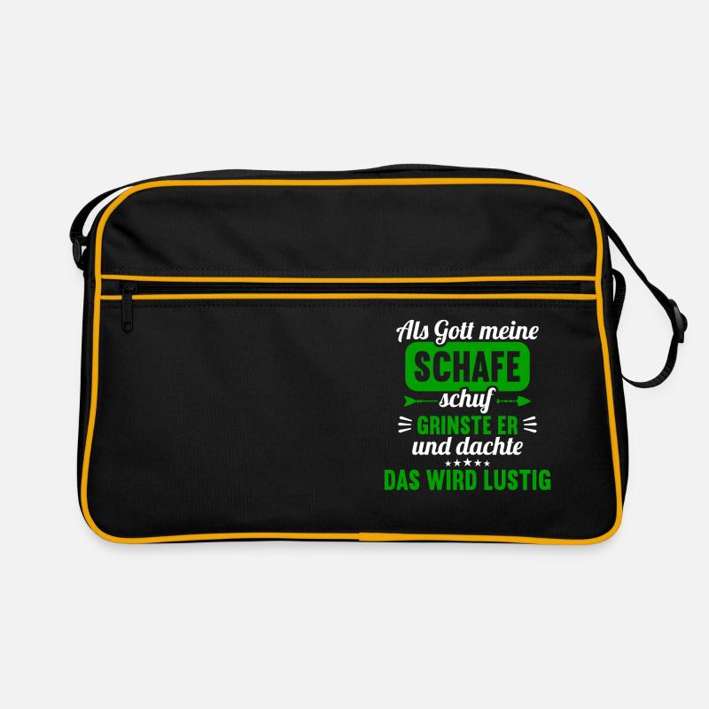 Als Gott meine Schafe schuf das wird lustig Schaf Retro Tasche