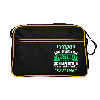 neu Papa sein ist auch wie Festival Schlafentzug - Retro Tasche - Schwarz/Gold - Vorne
