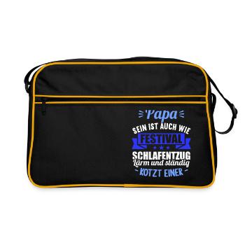 neu Papa sein ist auch wie Festival Schlafentzug - Retro Tasche - Schwarz/Gold - Vorne