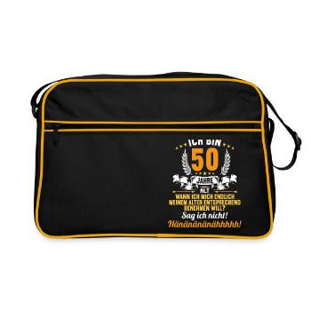 Ich bin 50 Jahre alt 50 Geburtstag - Retro Tasche - Schwarz/Gold - Vorne