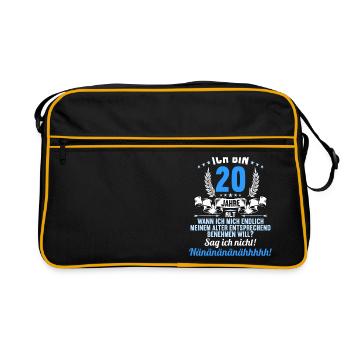 Ich bin 20 Jahre alt 20 Geburtstag - Retro Tasche - Schwarz/Gold - Vorne