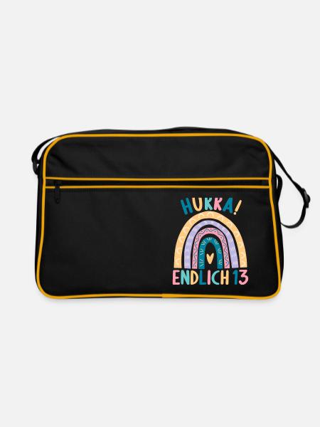 13 Jahre alt Rainbow Regenbogen 13. Geburtstag - Retro Tasche - Schwarz/Gold