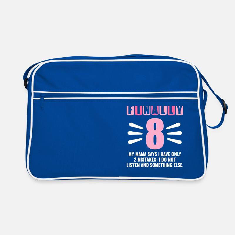 Finally 8 mom says have only 2 mistakes 8th birthday Retro Bag