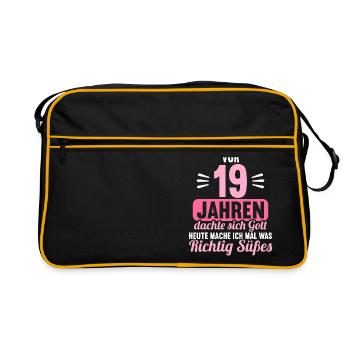 Vor 19 Jahren dachte Gott mach Gutes 19 Geburtstag - Retro Tasche - Schwarz/Gold - Vorne