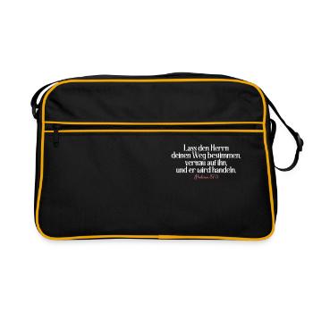 Bibel Zitat Vers Christ Christlich Bibelvers - Retro Tasche - Schwarz/Gold - Vorne