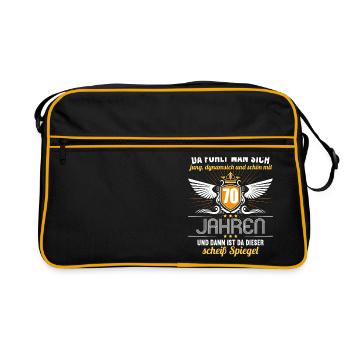 70 Jahre Jung Schön Dynamisch 70 Geburtstag - Retro Tasche - Schwarz/Gold - Vorne