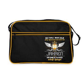 60 Jahre Jung Schön Dynamisch 60 Geburtstag - Retro Tasche - Schwarz/Gold - Vorne