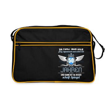 50 Jahre Jung Schön Dynamisch 50 Geburtstag - Retro Tasche - Schwarz/Gold - Vorne