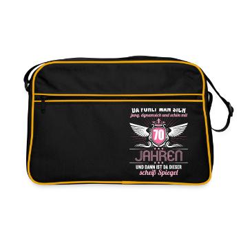 70 Jahre Jung Schön Dynamisch 70 Geburtstag - Retro Tasche - Schwarz/Gold - Vorne