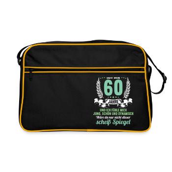 60 Jahre Jung Schön Dynamisch 60 Geburtstag - Retro Tasche - Schwarz/Gold - Vorne