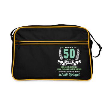 50 Jahre Jung Schön Dynamisch 50 Geburtstag - Retro Tasche - Schwarz/Gold - Vorne