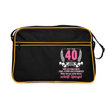 40 Jahre Jung Schön Dynamisch 40 Geburtstag - Retro Tasche - Schwarz/Gold - Vorne