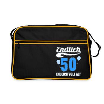 Endlich 50 Jahre endlich voll alt 50 Geburtstag - Retro Tasche - Schwarz/Gold - Vorne