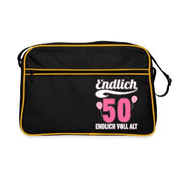 Endlich 50 Jahre endlich voll alt 50 Geburtstag - Retro Tasche - Schwarz/Gold - Vorne